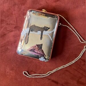 Vintage Gold Black Panther Design Crossbody Metal Bag